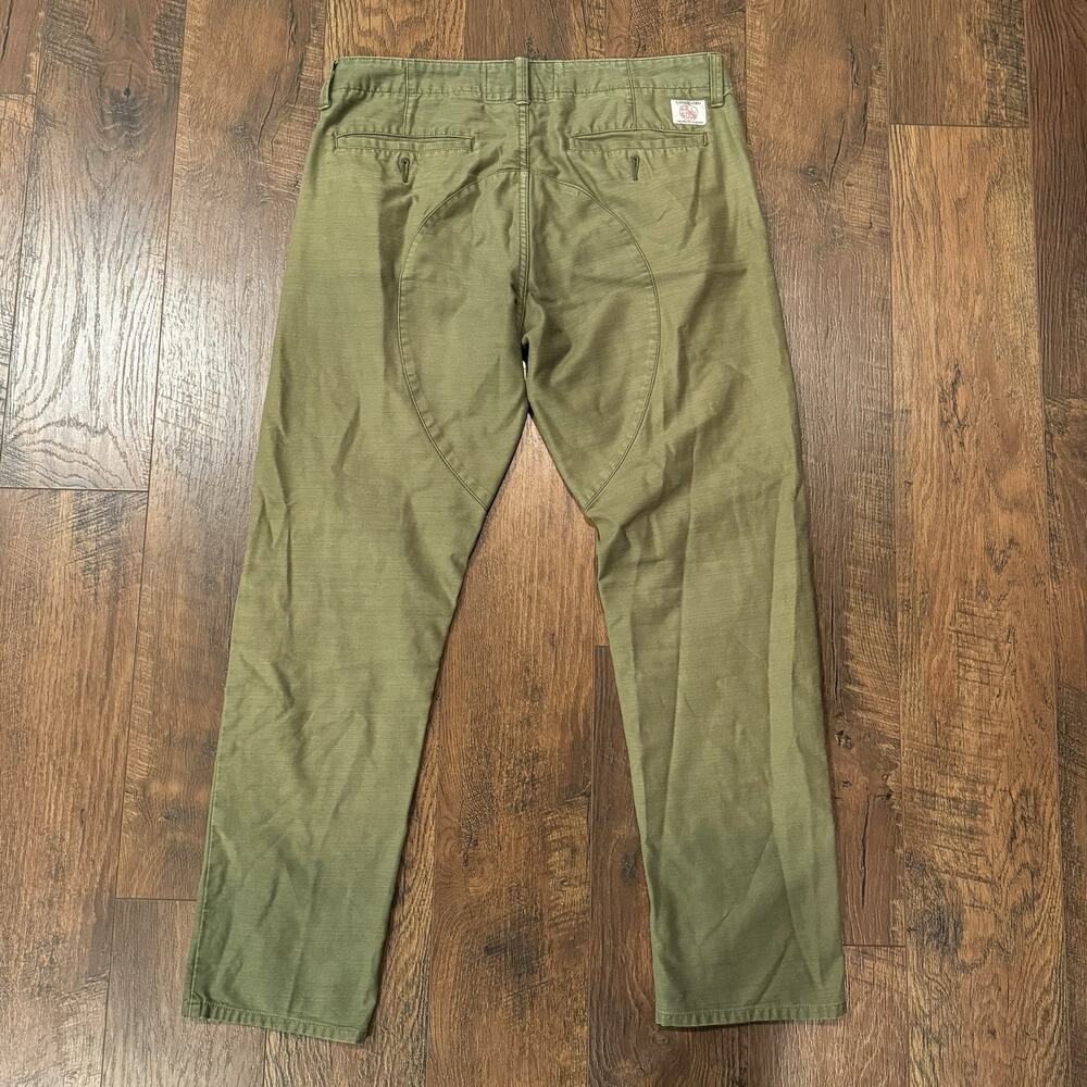 Vintage Undefeated Pants Army Military Chino Green Pants Crazy Fade Size 32 - Picture 5 of 10